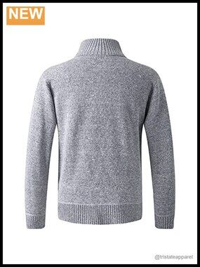 Men's Full Zip Cardigan Sweater Soft Fleece Lined Cable Pattern Knit